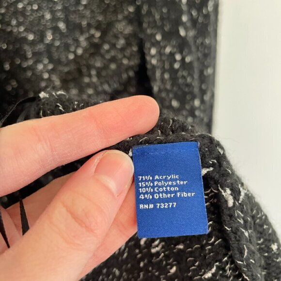 APT. 9 APT.9 Long Cardigan Black Silver Metallic Open Front Longline Sweater XXL - Picture 11 of 15